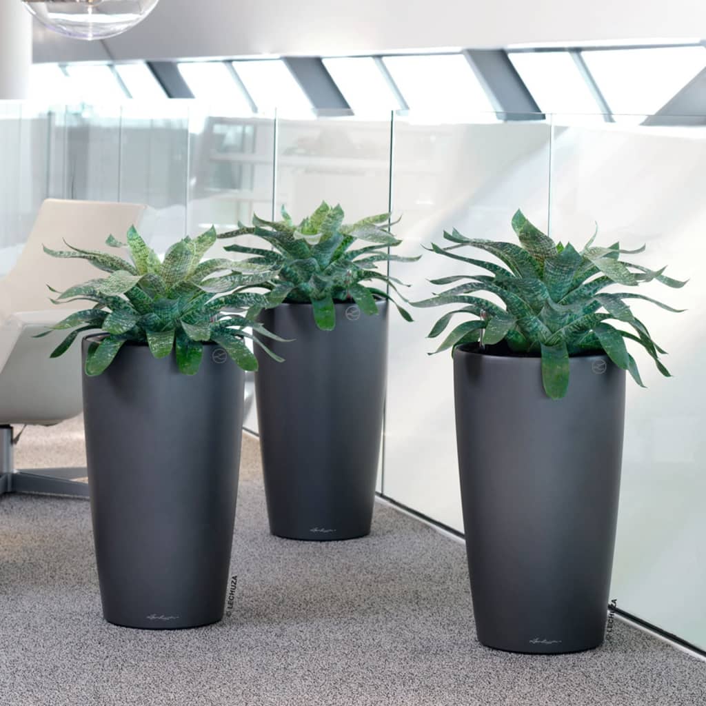 Lechuza Plantenbak Rondo 40 All-In-One Houtskool Metallic 15743