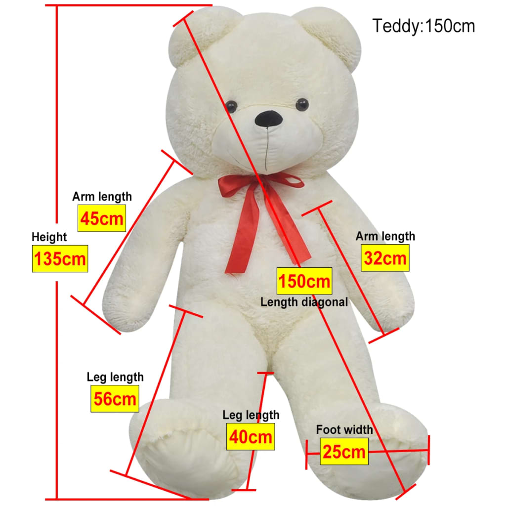 Teddybeer Xxl 135 Cm Zacht Pluche Wit