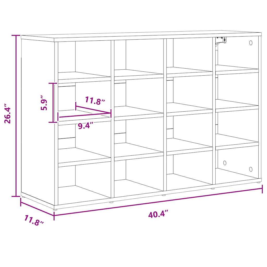 Schoenenkast Met Plank Bewerkt Hout