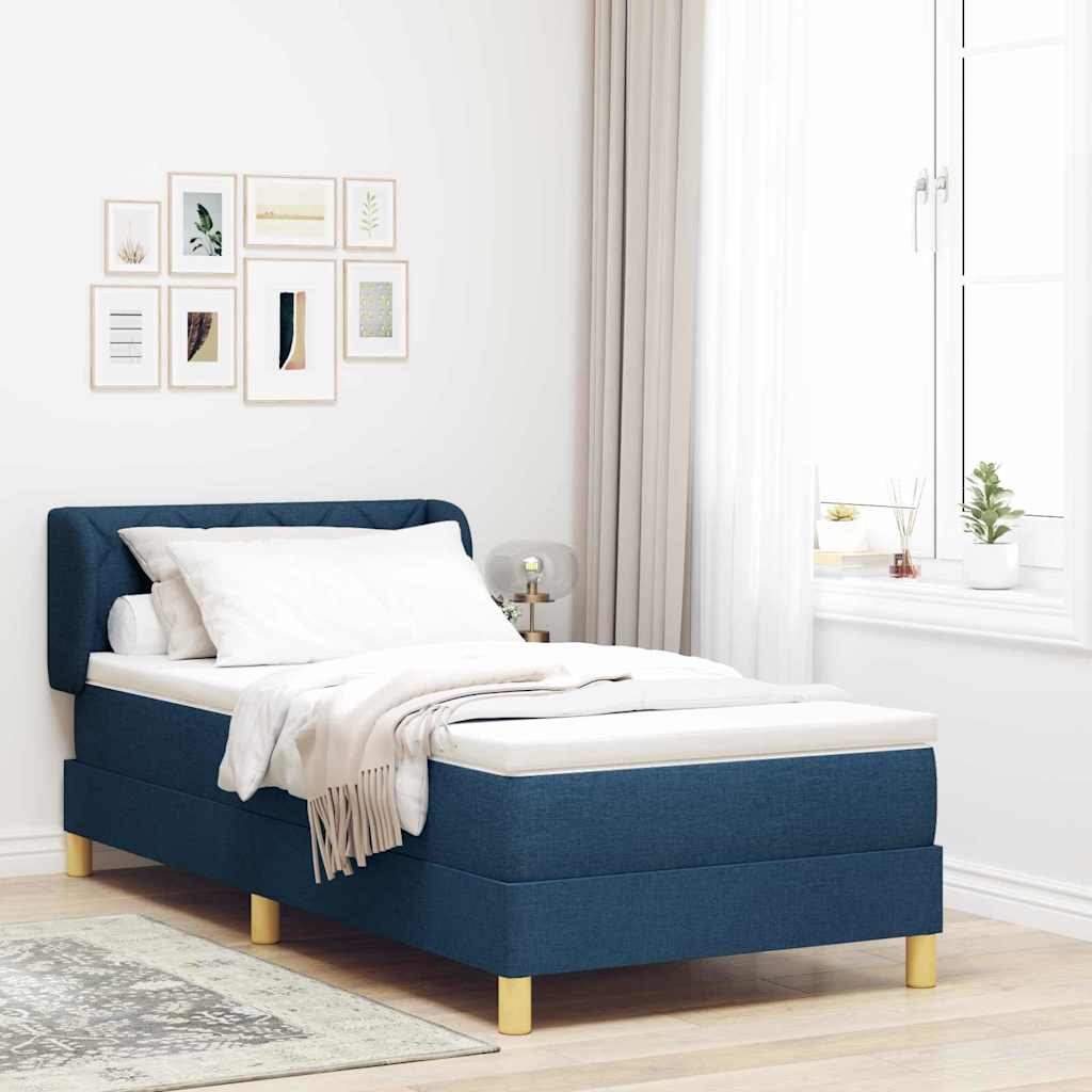 Boxspringbed Met Matras Creme 90X200 Cm Stof Blauw
