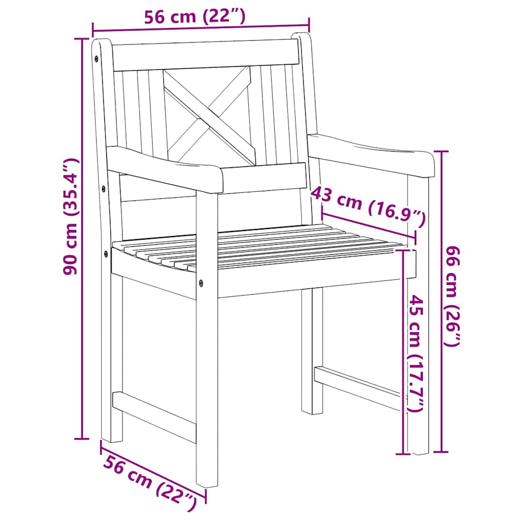 Tuinstoel 4 Pcs Bruin 56 X 56 X 90 Cm Massief Acaciahout