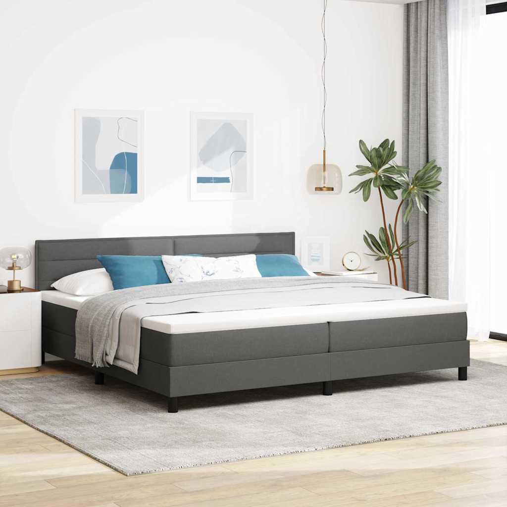 Boxspring Bed Met Matras Stof Donkergrijs