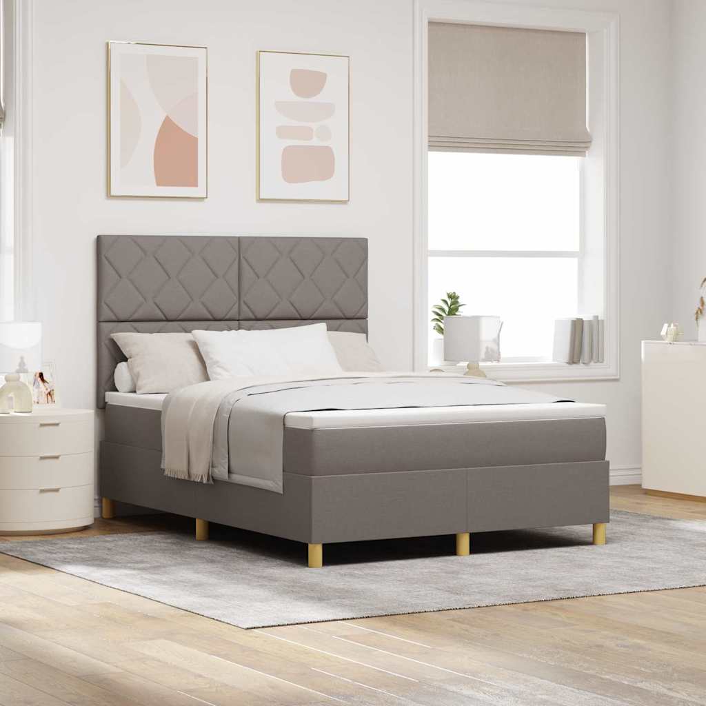 Boxspring Bed Met Matras Met Hoofdeinde Stof Taupe