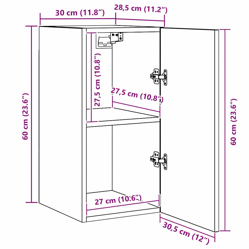 Tv-Meubelset 7 Pcs 30.5 X 30 X 60 Cm Bewerkt Hout