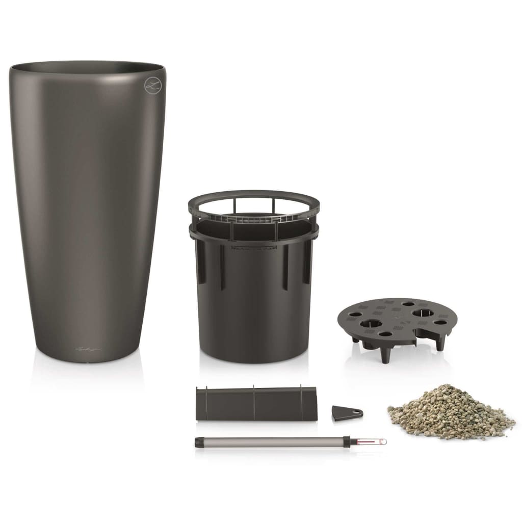 Lechuza Plantenbak Rondo 40 All-In-One Houtskool Metallic 15743