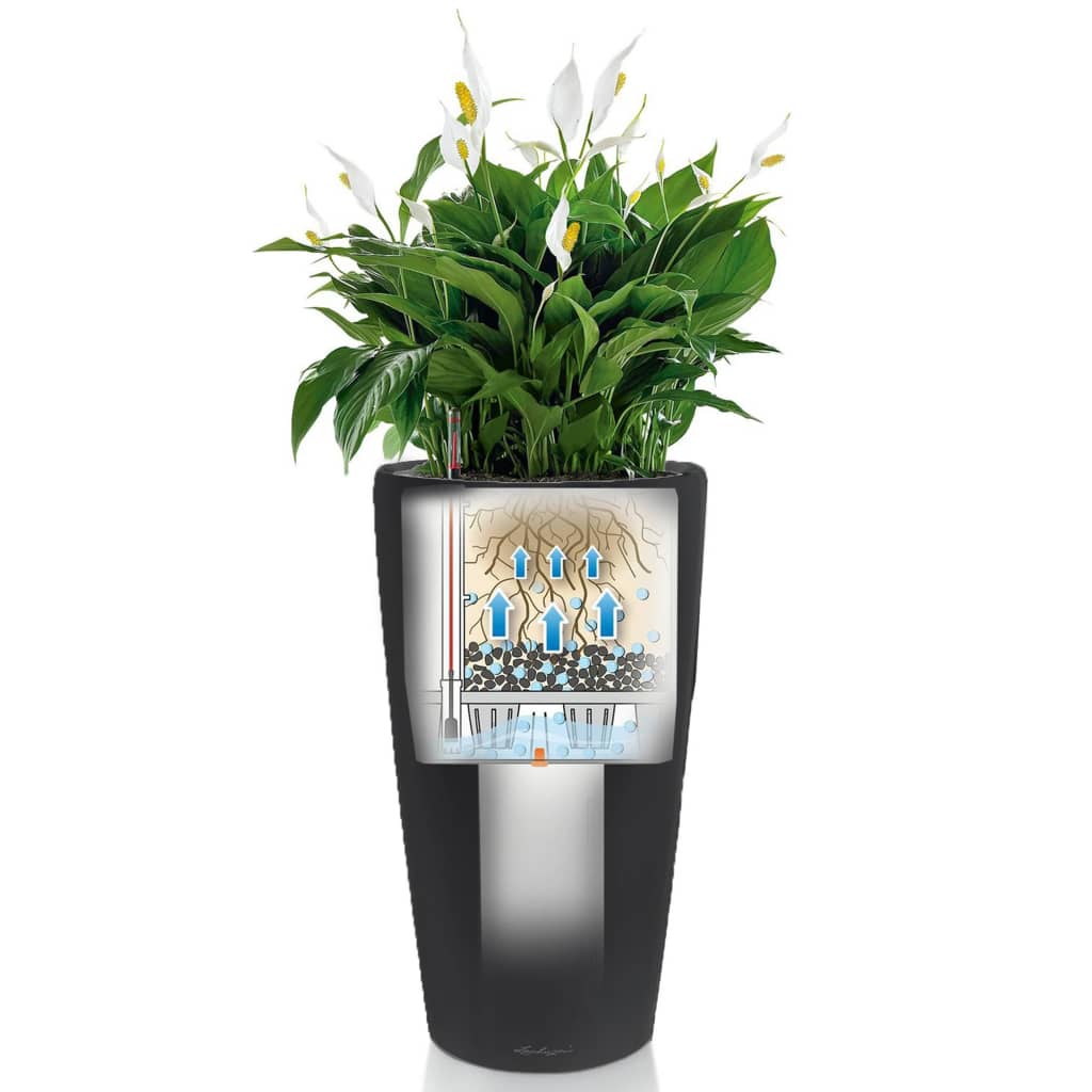 Lechuza Plantenbak Rondo 40 All-In-One Houtskool Metallic 15743