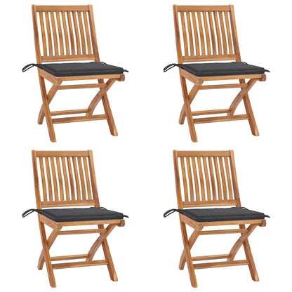 Tuinstoelen Inklapbaar Met Kussens Massief Teakhout Antraciet