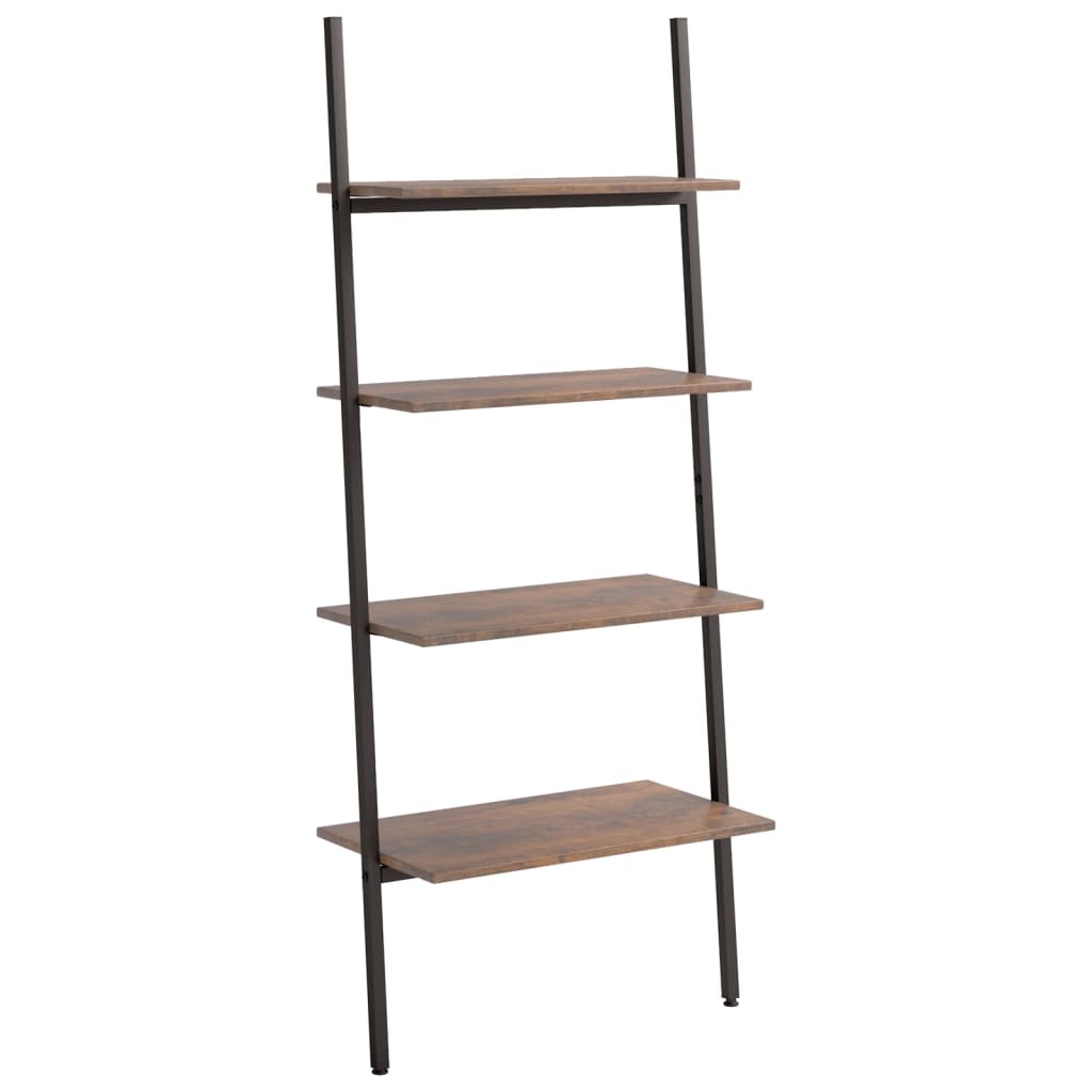 Ladderrek Met 4 Schappen 64X34X150,5 Cm En Zwart