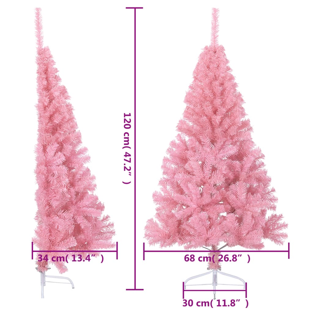 Kunstkerstboom Met Standaard Half 120 Cm Pvc Roze
