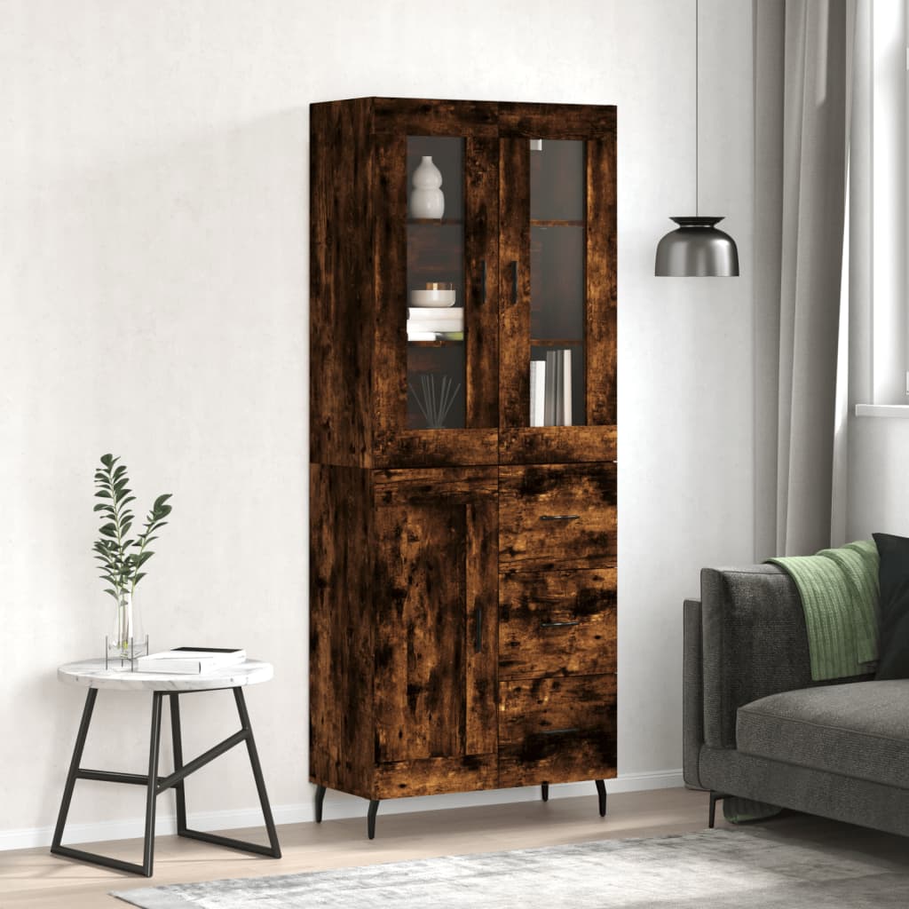 Hoge Kast 69,5X34X180 Cm Bewerkt Hout Eikenkleurig