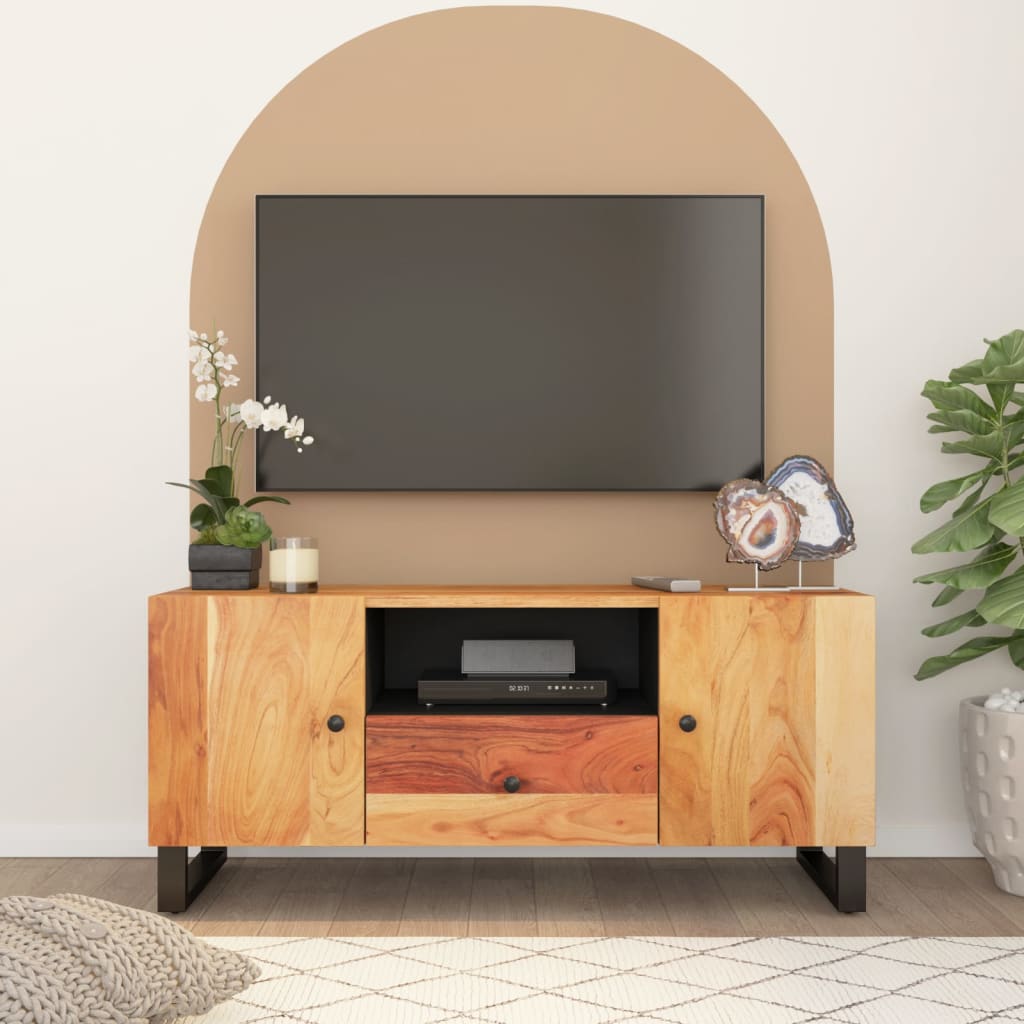 Tv-Meubel 105X33,5X46 Cm Massief Mangohout En Bewerkt Hout