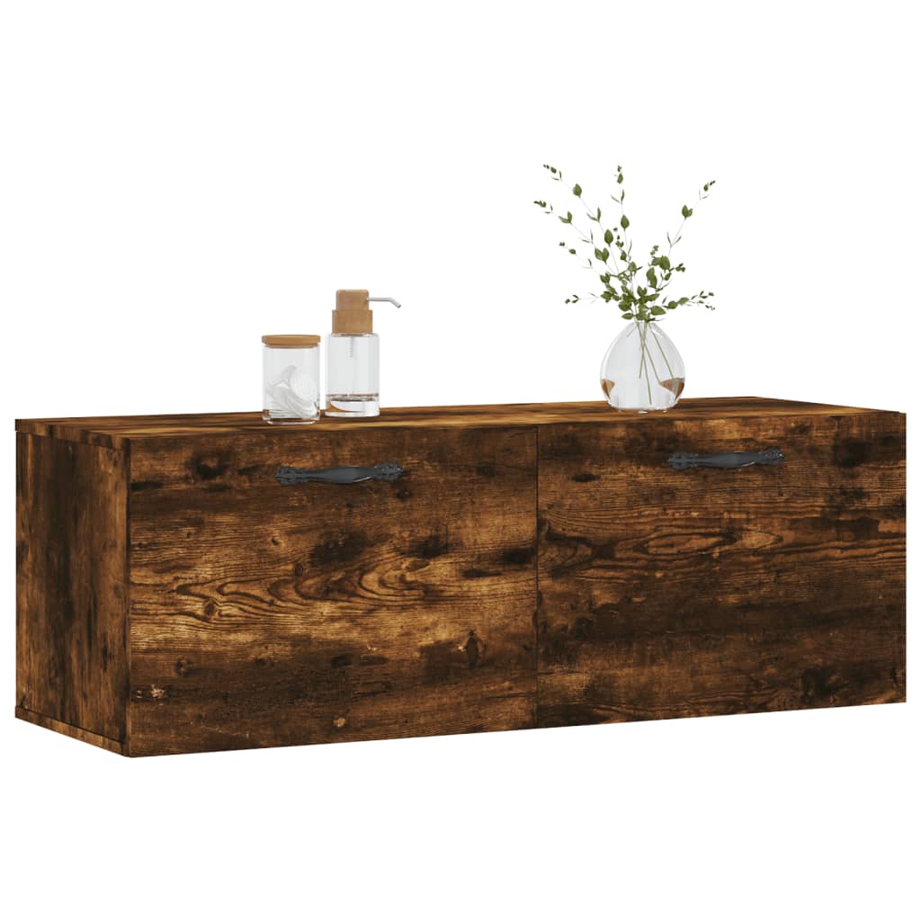Wandkast 100X36,5X35 Cm Bewerkt Hout Kleurig Gerookt Eiken