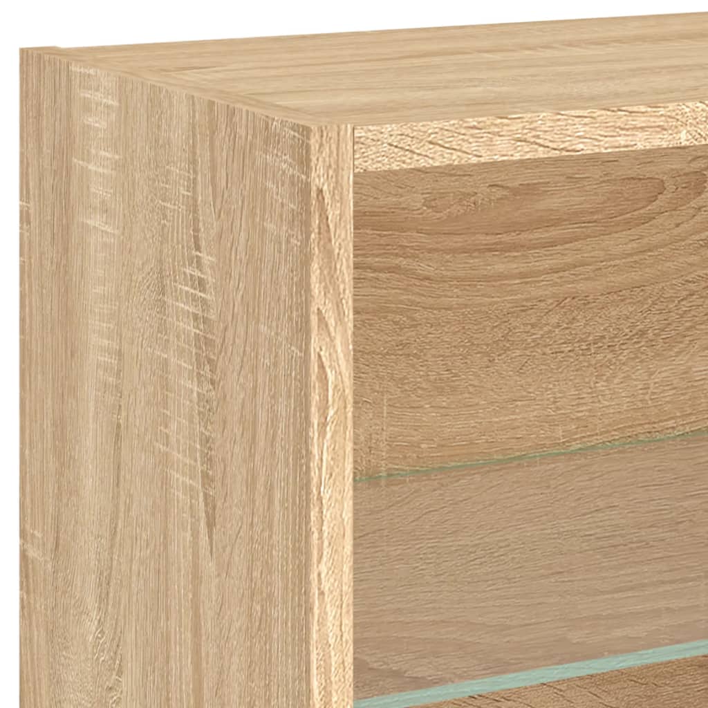 5-Delige Tv-Wandmeubelset Met Led Bewerkt Hout