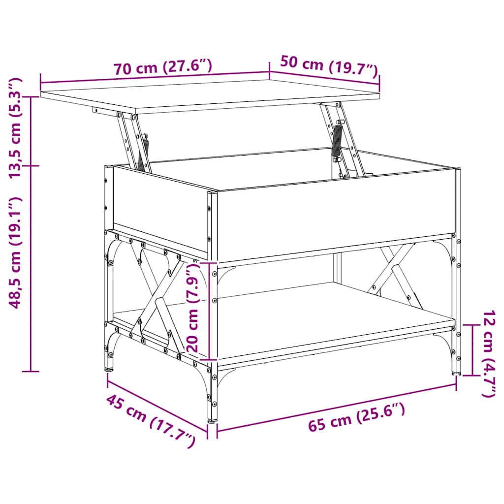 Salontafel 70X50X50 Cm Bewerkt Hout En Metaal