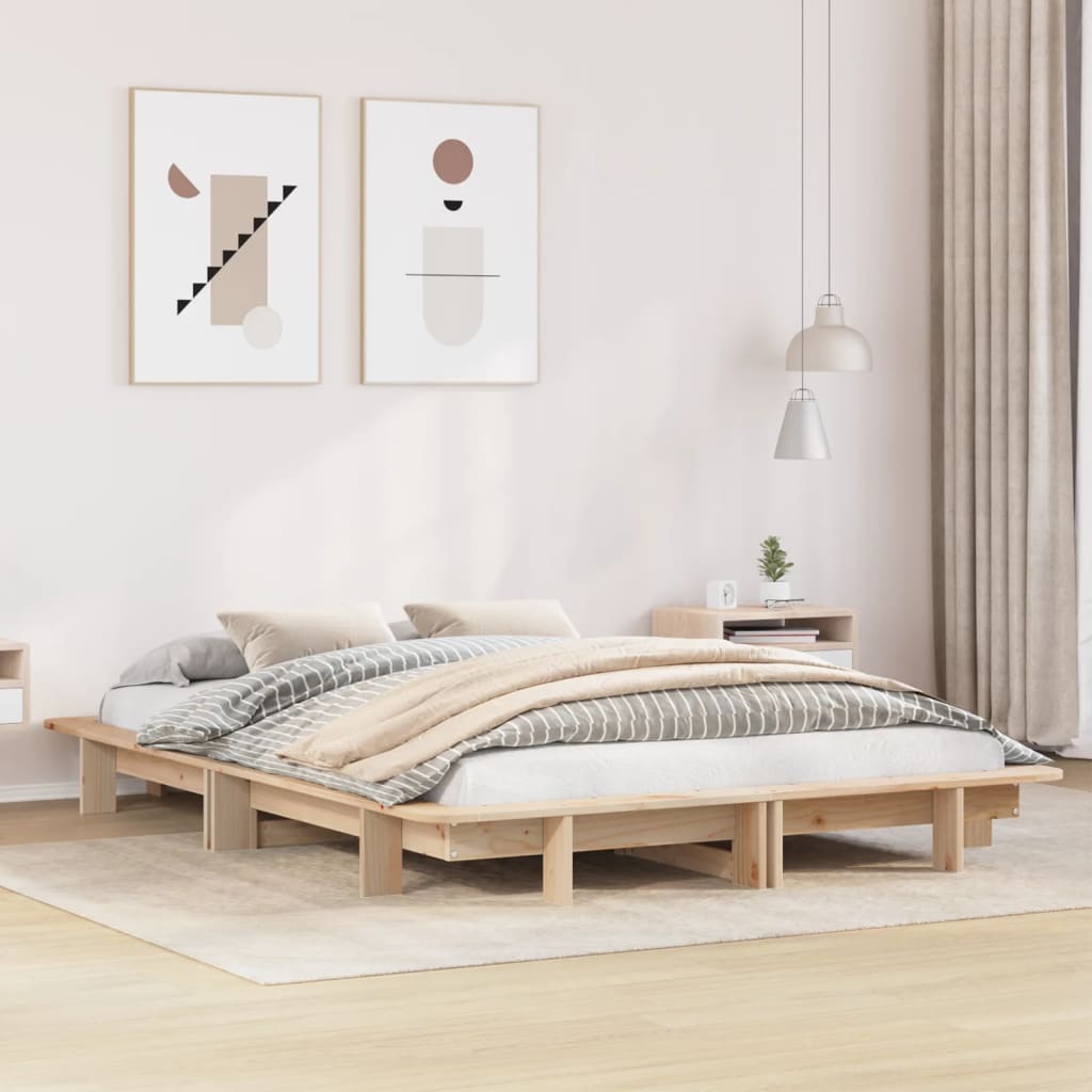 Bedframe Zonder Matras Massief Grenenhout