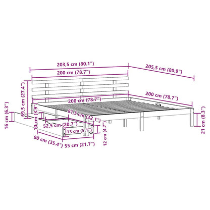 Bedframe Met Lades Massief Grenenhout