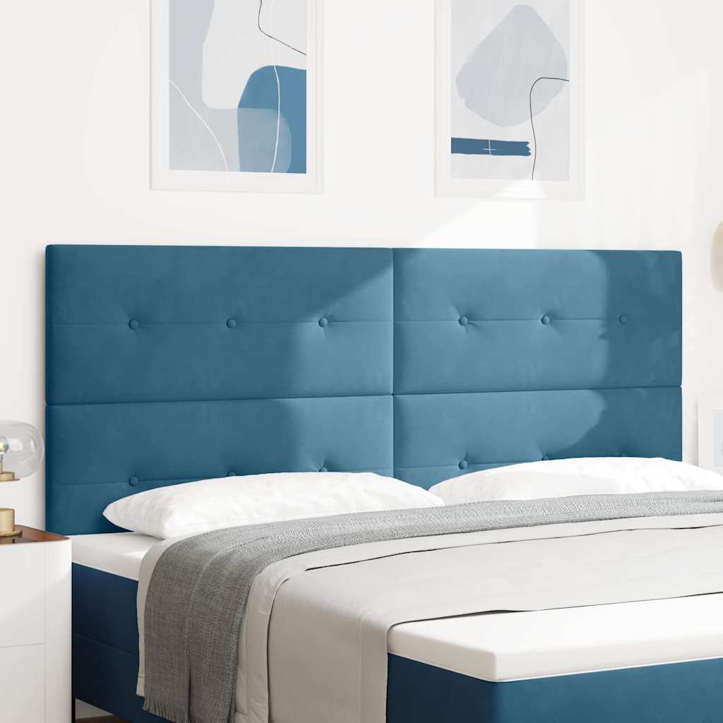 Hoofdbord Met Led -Striplichten Blauw Fluweel