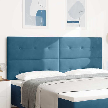 Hoofdbord Met Led -Striplichten Blauw Fluweel