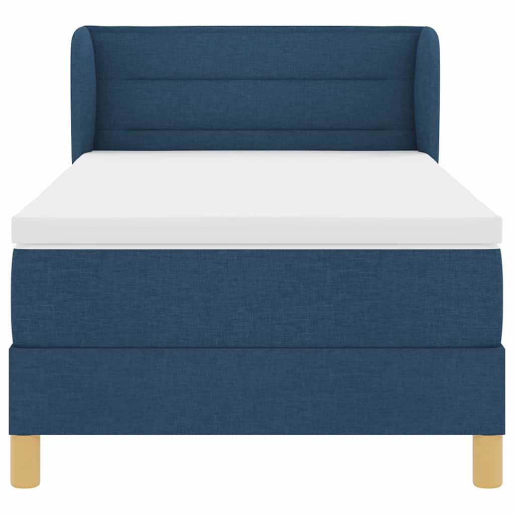 Boxspringbed Met Matras Creme 90X200 Cm Stof Blauw