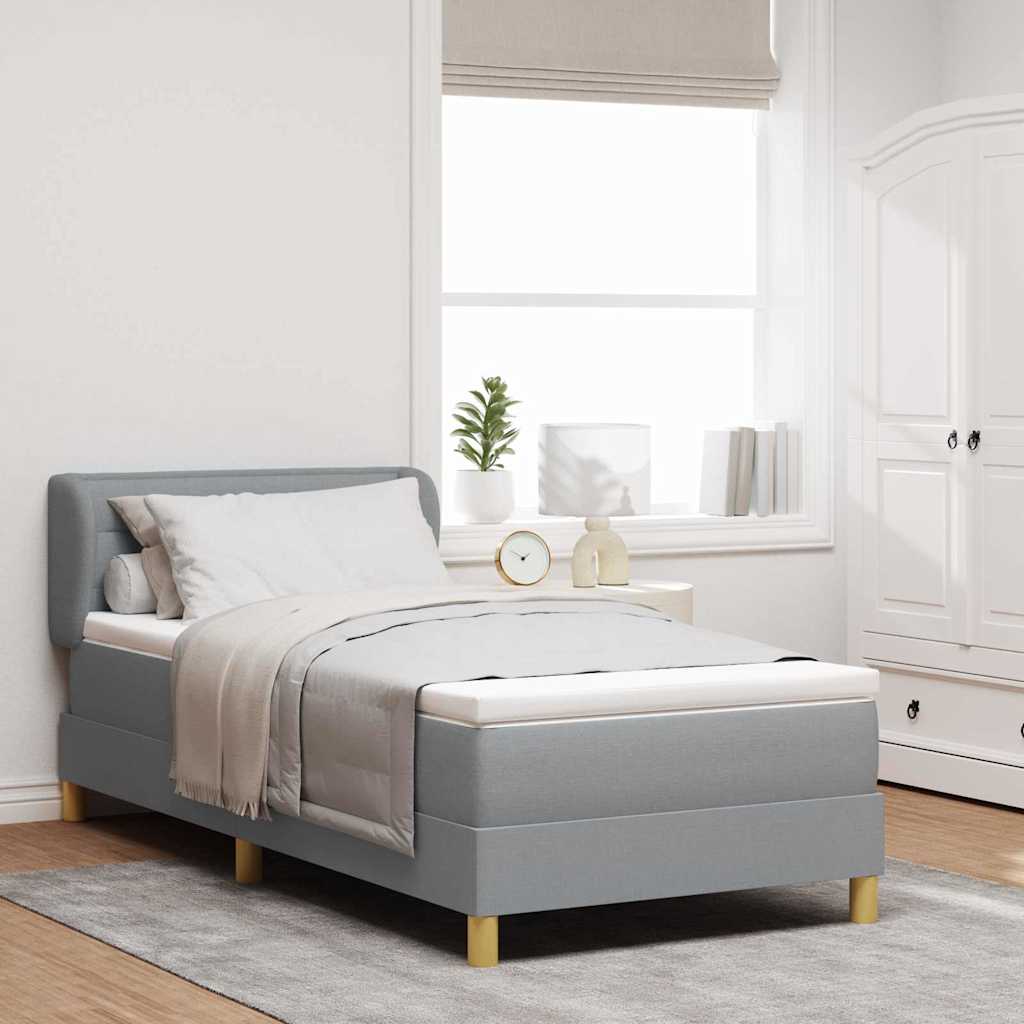 Boxspringbed Met Matras Creme Stof Lichtgrijs