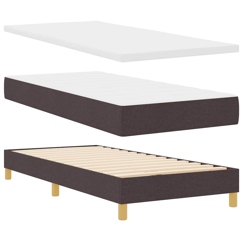 Boxspringbed Met Matras Creme 90X200 Cm Stof Donkerbruin