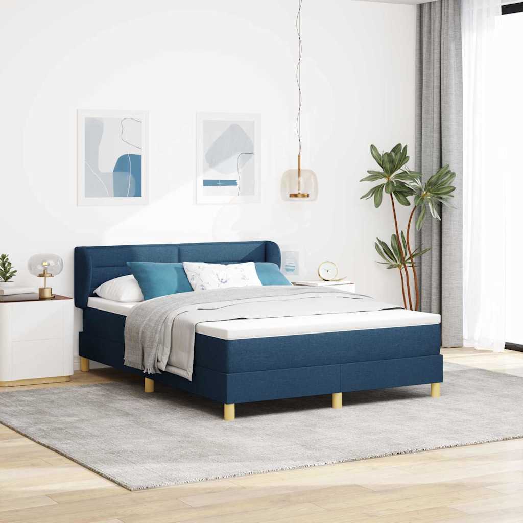 Boxspringbed Met Matras Creme 90X200 Cm Stof Blauw