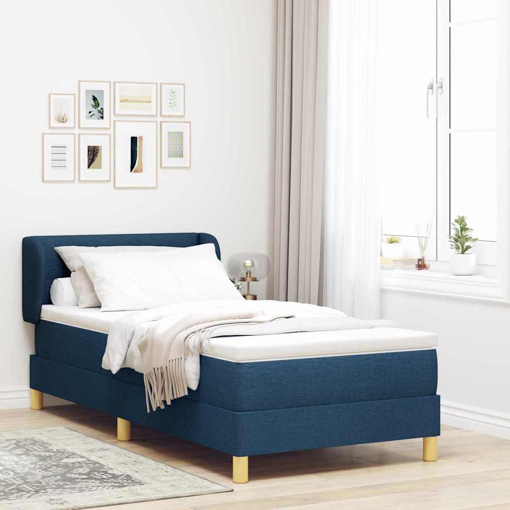 Boxspringbed Met Matras Creme 90X200 Cm Stof Blauw