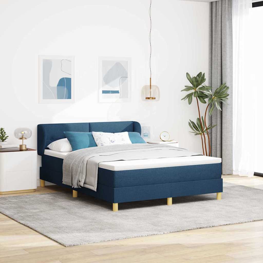 Boxspringbed Met Matras Creme 90X200 Cm Stof Blauw