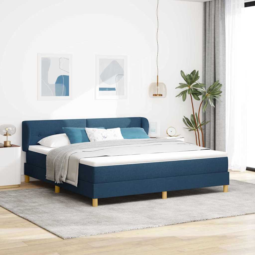 Boxspringbed Met Matras Creme 90X200 Cm Stof Blauw