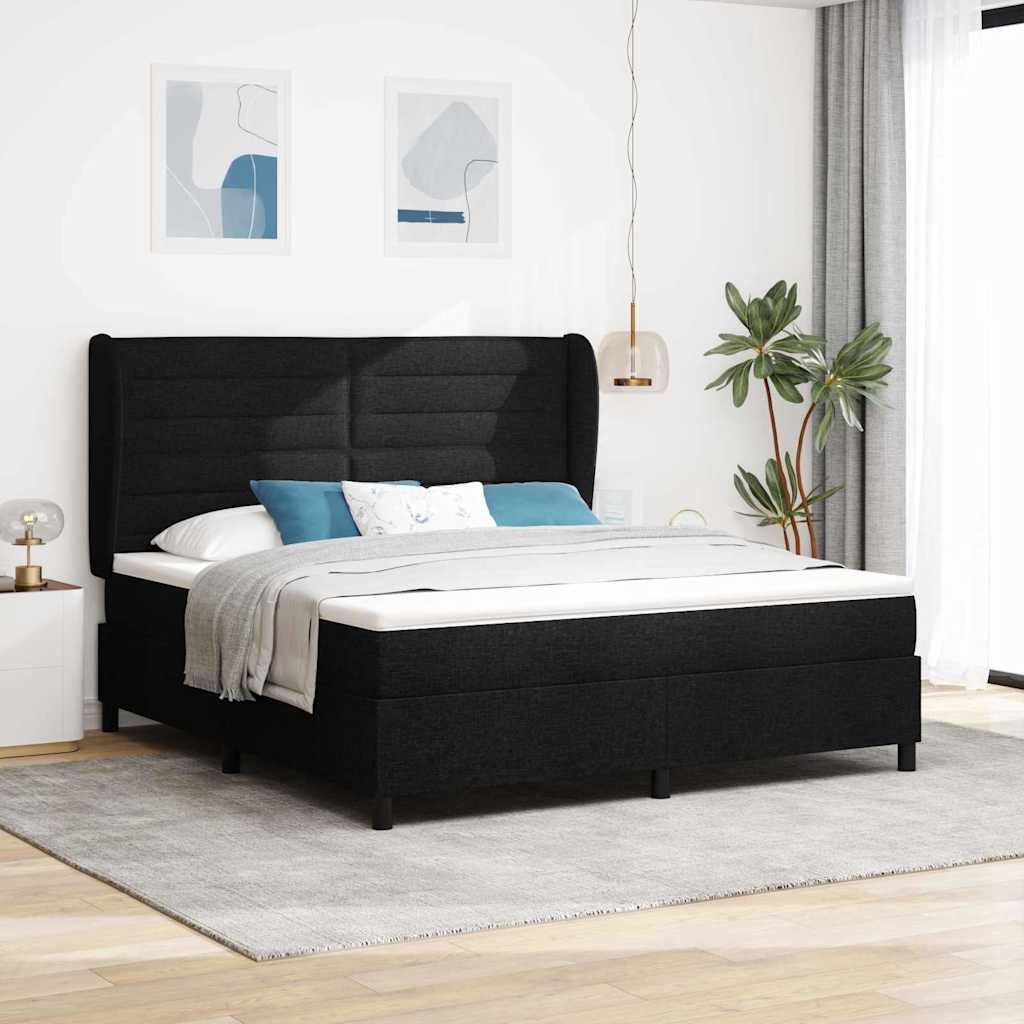Boxspring Bed Met Matras Met Hoofdeinde Stof Zwart