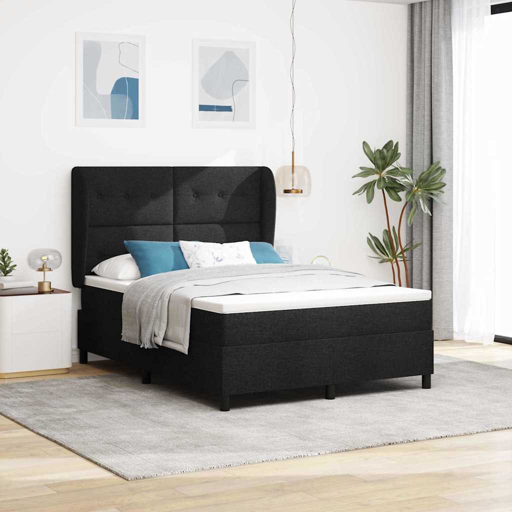 Boxspring Bed Met Matras Met Hoofdeinde Stof Zwart