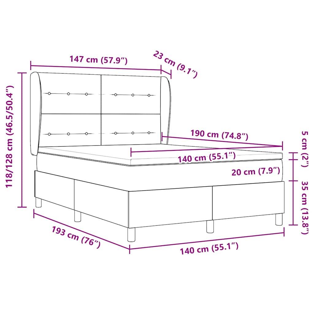 Boxspringbed Met Matras Donkergrijs 90X190 Cm Donkerbruin