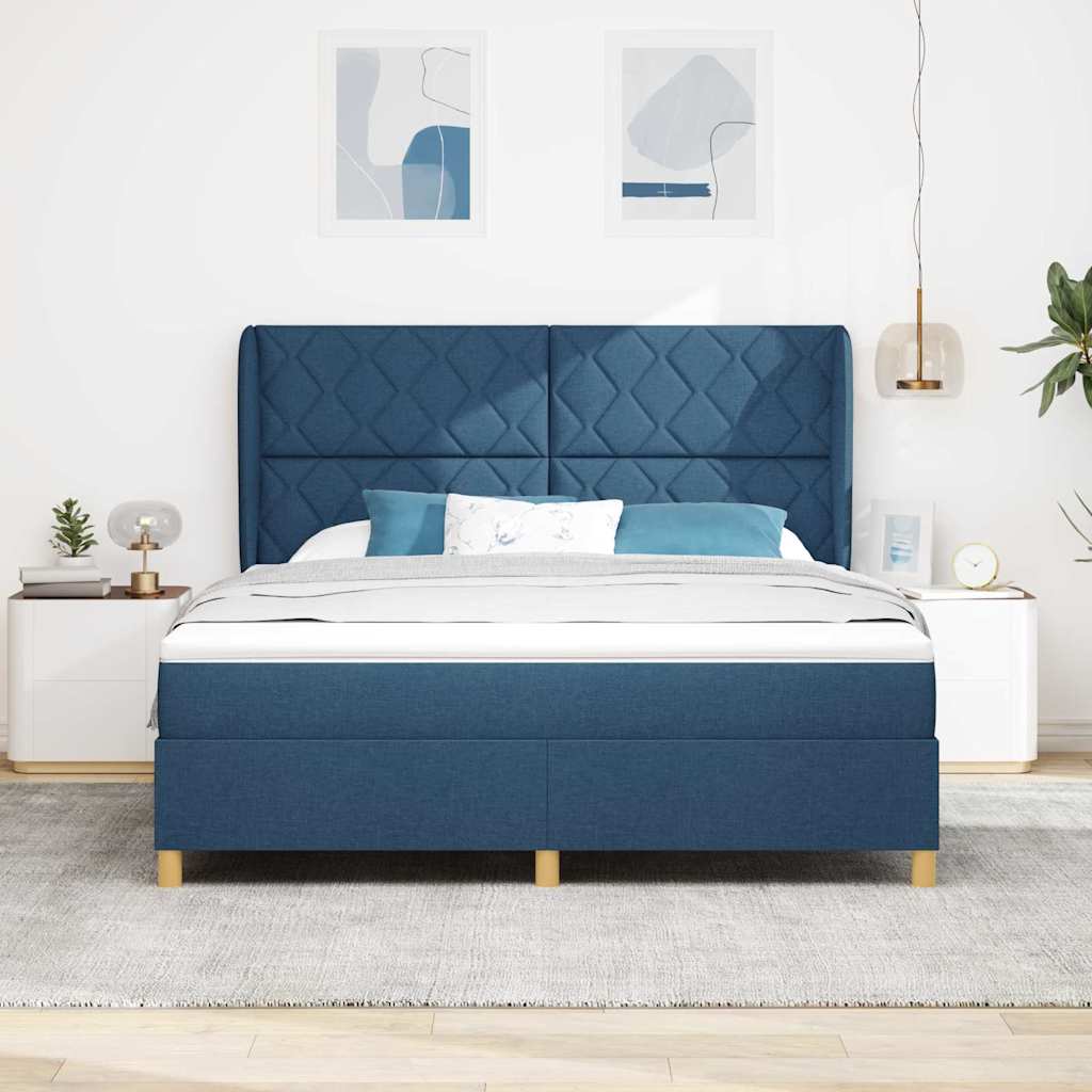 Boxspringbed Met Matras Donkergrijs 90X190 Cm Met Matras Blauw