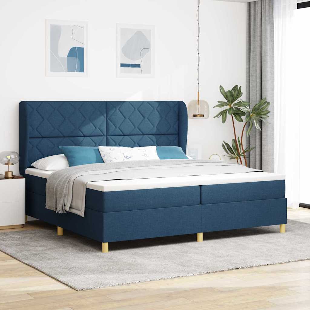 Boxspringbed Met Matras Donkergrijs 90X190 Cm Met Matras Blauw