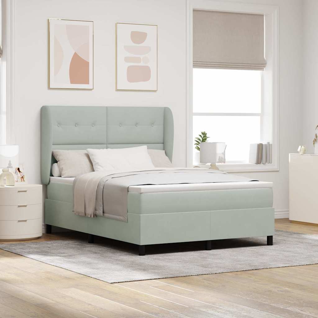 Boxspring Bed Met Matras Fluweel Lichtgrijs