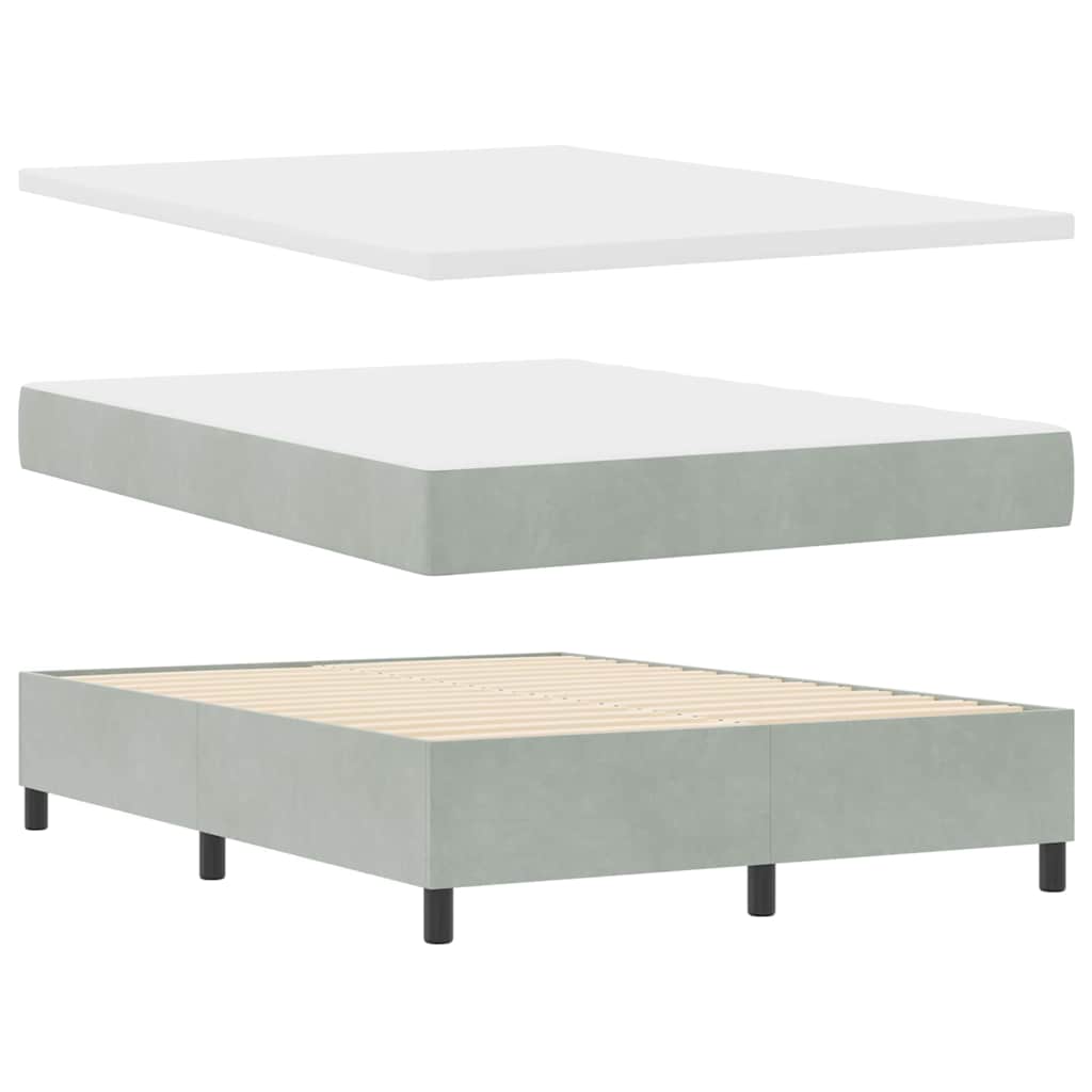 Boxspring Bed Met Matras Fluweel Lichtgrijs