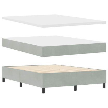 Boxspring Bed Met Matras Fluweel Lichtgrijs