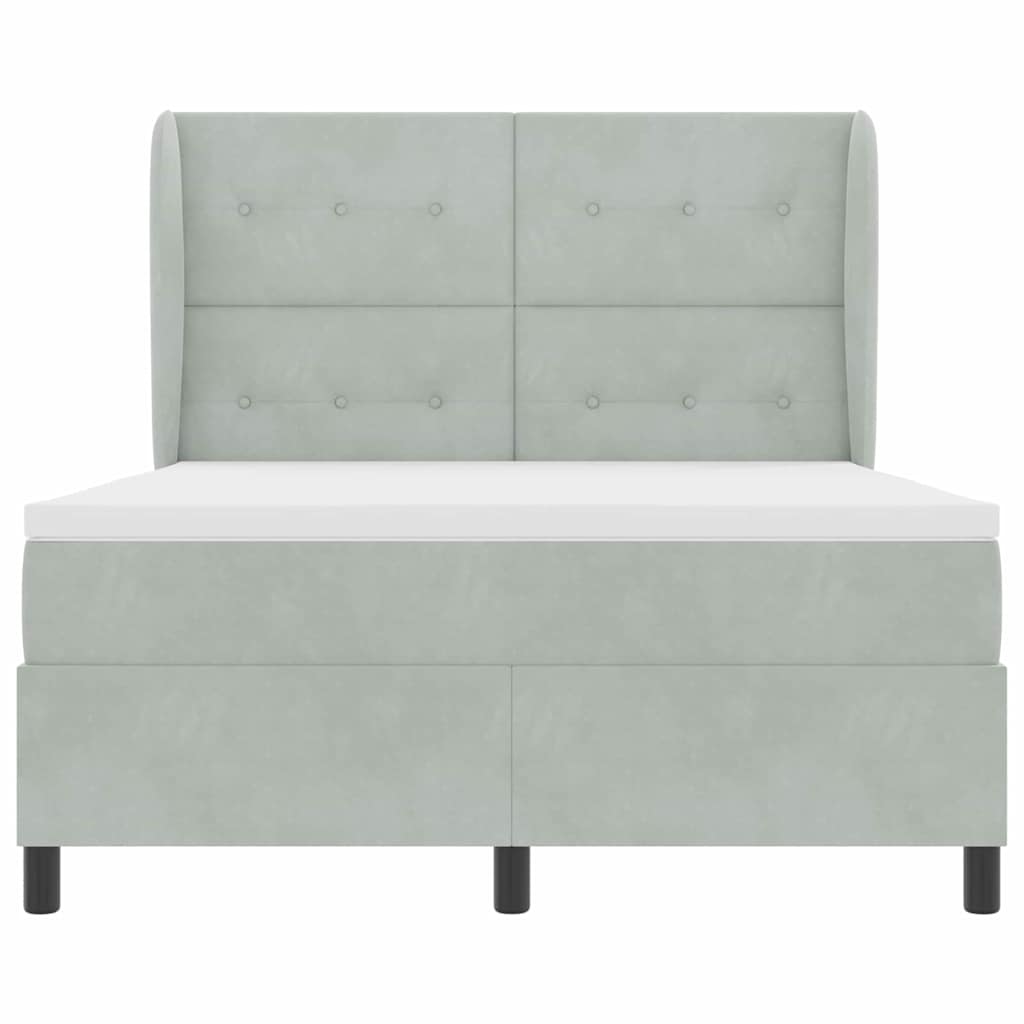 Boxspring Bed Met Matras Fluweel Lichtgrijs