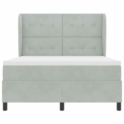 Boxspring Bed Met Matras Fluweel Lichtgrijs