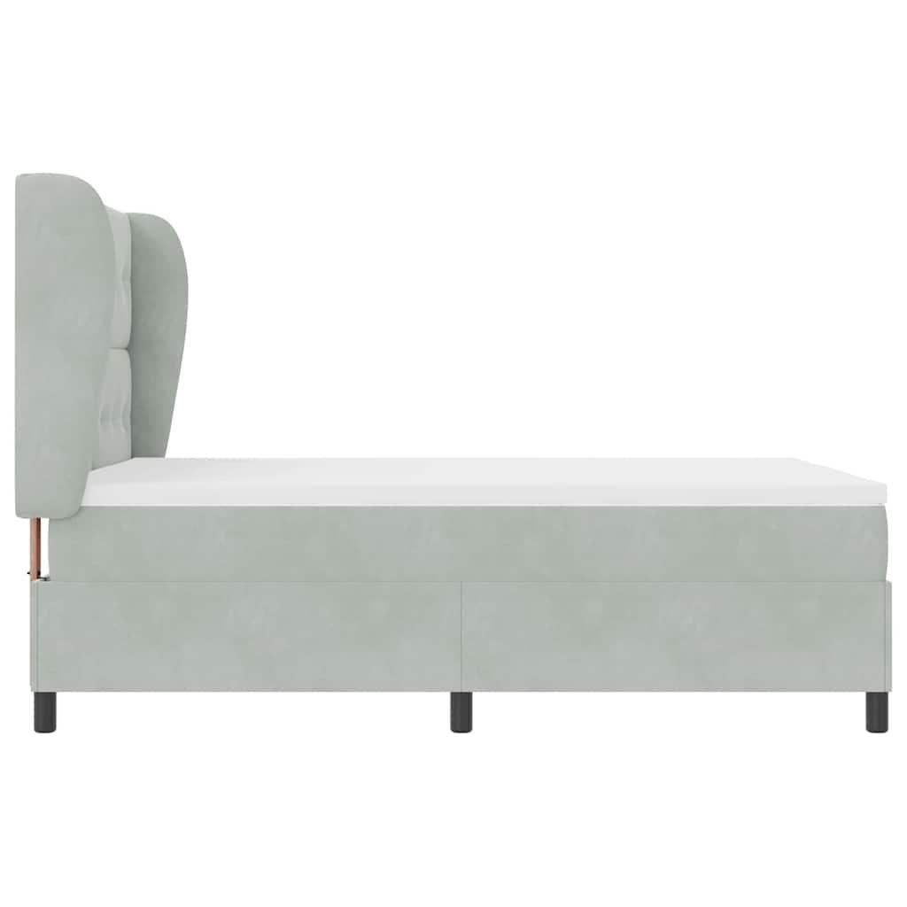 Boxspring Bed Met Matras Fluweel Lichtgrijs