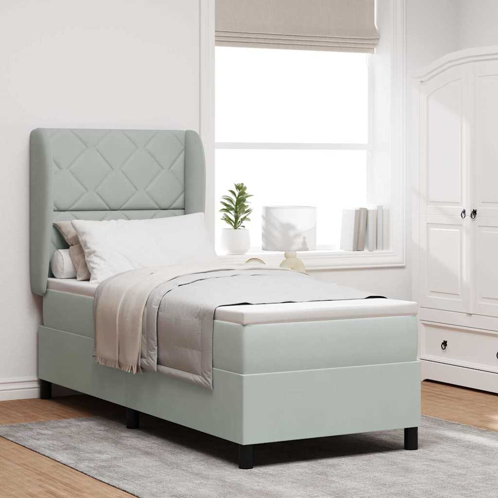 Boxspring Bed Met Matras Fluweel Lichtgrijs