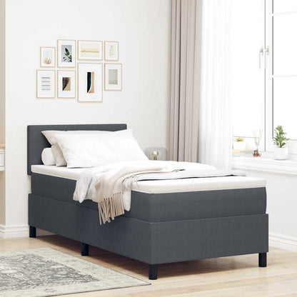 Boxspring Bed Lichtgrijs En Wit. 193 X 90 X 88 Cm Katoenen Stof