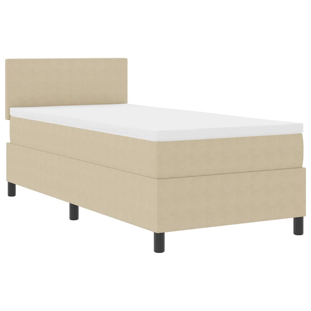 Boxspring Bed Lichtgrijs En Wit. 193 X 90 X 88 Cm Katoenen Stof