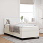 Boxspring Bed Lichtgrijs En Wit. 193 X 90 X 88 Cm Katoenen Stof