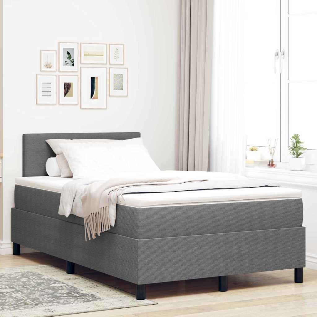 Boxspring Bed Lichtgrijs En Wit. 193 X 90 X 88 Cm Katoenen Stof