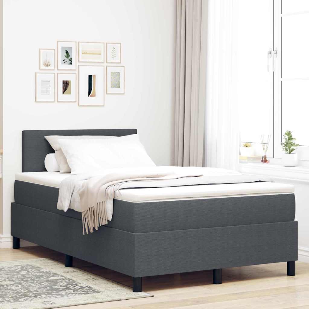 Boxspring Bed Lichtgrijs En Wit. 193 X 90 X 88 Cm Katoenen Stof