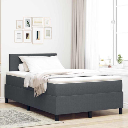 Boxspring Bed Lichtgrijs En Wit. 193 X 90 X 88 Cm Katoenen Stof