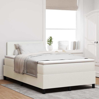 Boxspring Bed Lichtgrijs En Wit. 193 X 90 X 88 Cm Katoenen Stof