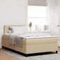 Boxspring Bed Lichtgrijs En Wit. 193 X 90 X 88 Cm Katoenen Stof