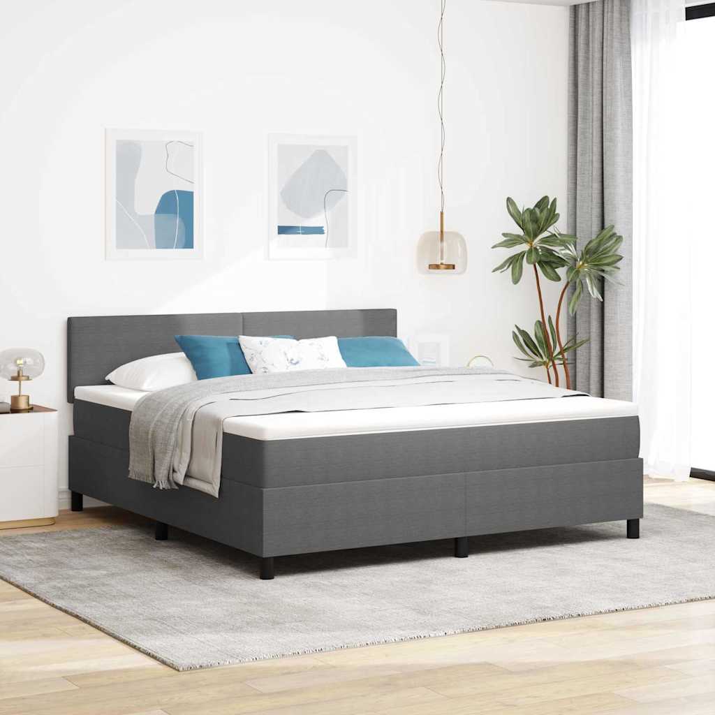 Boxspring Bed Lichtgrijs En Wit. 193 X 90 X 88 Cm Katoenen Stof